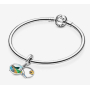 Sterling Silber 925 I Love Brazil - Brasilianischer Strand, 2in1 Reise-Armband-Anhänger