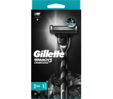 Gillette Mach3 Charcoal Rasierapparat + Ersatzköpfe 2 Stück für Männer