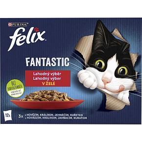 Felix Fantastic kapsičky pro kočky s Hühnchen, Rind, Kaninchen a Lamm, 12 × 85 g
