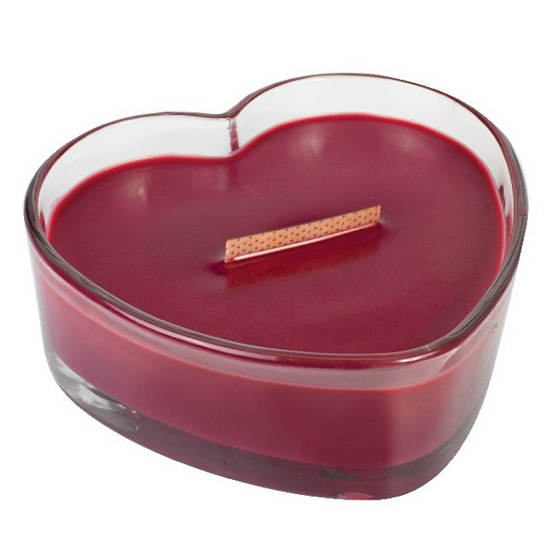 WoodWick Currant - Johannisbeerduftkerze mit einem breiten Holzdocht und einem Glasherzdeckel 323 g
