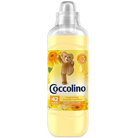 Coccolino Happy Yellow konzentrierter Weichspüler mit lang anhaltendem Duft nach dem Waschen von 42 Dosen von 1,05 l