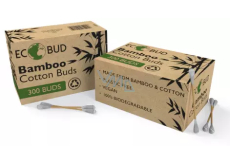 CS County Sales Bambus Eco hygienische Bambusstöcke mit Kopf aus 100% reiner Baumwolle, quadratische Schachtel 300 Stück