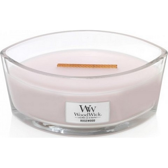 WoodWick Rosewood - Duftkerze aus Rosenholz mit breitem Holzdocht und Schiffsdeckel aus Glas 453 g