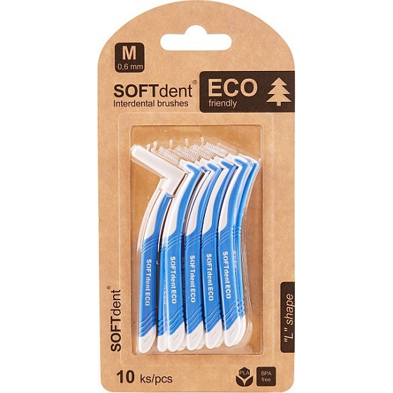Soft Dent Eco Interdentalzahnbürste gebogen M 0,6 mm 10 Stück