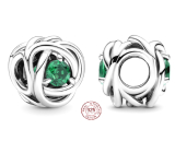 Charm Sterling Silber 925 Infinity Kreis Ewigkeit Blume royal grün, Perle für Armband