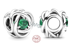 Charm Sterling Silber 925 Infinity Kreis Ewigkeit Blume royal grün, Perle für Armband