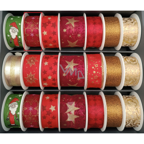 Nekupto Weihnachtsstoffband Dunkelrot Gold Weihnachtsrosen 25 mm x 2,5 m