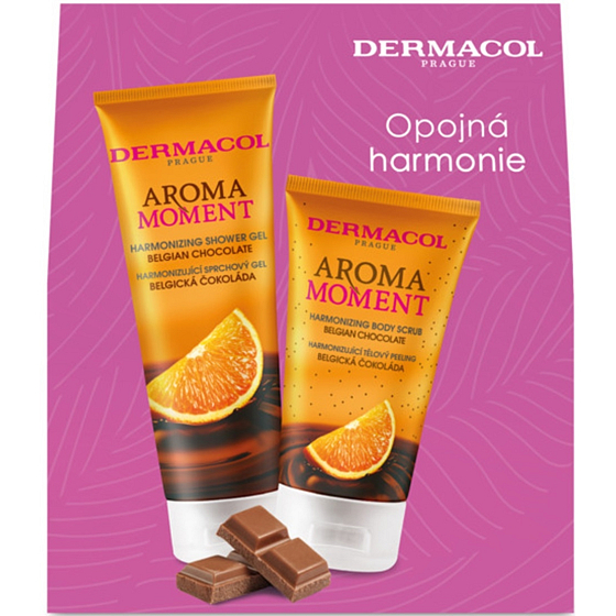 Dermacol Aroma Moment Belgian Chocolate - Belgian Chocolate Duschgel 250 ml + Körperpeeling 150 ml, Kosmetikset für Frauen
