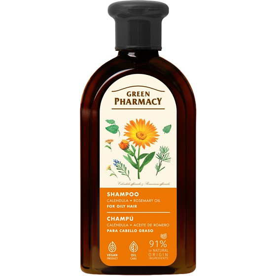 Green Pharmacy Shampoo für fettiges Haar mit Ringelblume und Rosmarin 350 ml