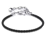 Černý kožený náramek 19 cm – kovové zapínání