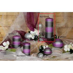 Lima Elegance Graue Kerze lila Zylinder 60 x 150 mm 1 Stück
