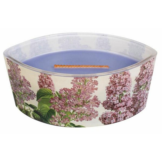 WoodWick Decal Lilac - Flieder-Duftkerze mit breitem Holzdocht und Deckelglasschiff 453 g