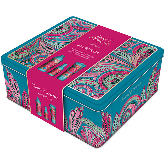 Tesori d Oriente Ayurveda parfümiertes Wasser für Frauen 100 ml + Duschgel 250 ml + Badeschaum 500 ml, Geschenkset