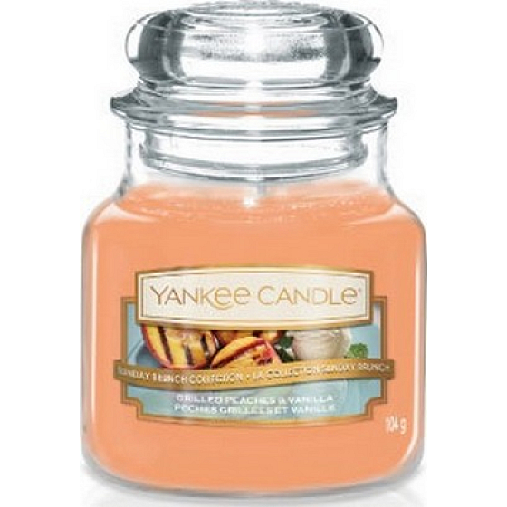 Yankee Candle Gegrillte Pfirsiche & Vanille - Gegrillte Pfirsiche und Vanille-Duftkerze Klassisches kleines Glas 104 g