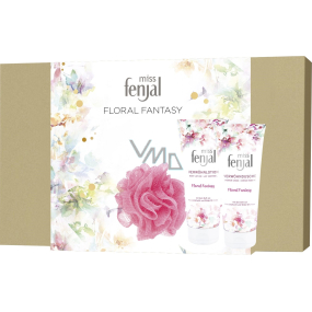 Fenjal Floral Fantasy Duschgel für Frauen 200 ml + Körperlotion 200 ml + Waschschwamm, Kosmetikset