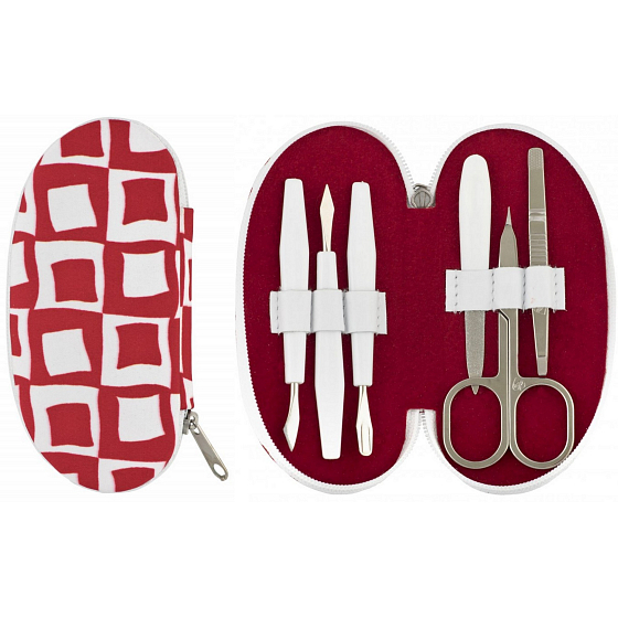 Dup Maniküre Daniela Nylon 6 Stück Set rot und weiß 230404-032