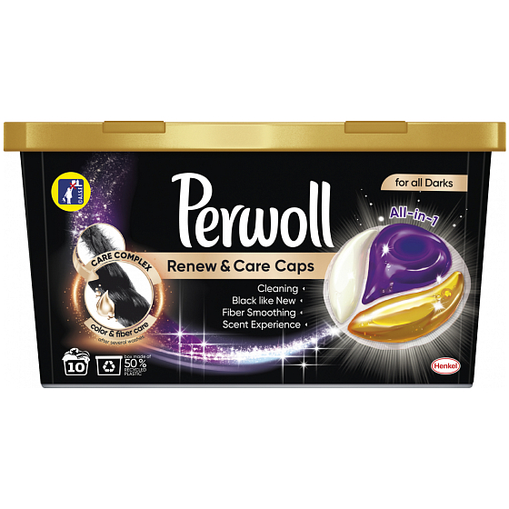 Perwoll Renew & Care Caps Waschmittelkapseln für schwarze Wäsche 10 Waschladungen 145 g