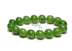 Jade-Armband elastisch Naturstein, Kugel 12 mm / 16 - 17 cm, Stein des Friedens