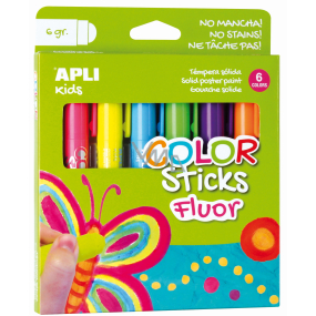 Apli Color Sticks neonfarbene Trockentemperafarben 6 x 6 g, Set