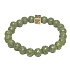 Lavaflasche grün mit königlichem Mantra Om, Armband elastischer Naturstein, Kugel 8 mm / 16-17 cm, geboren aus den vier Elementen