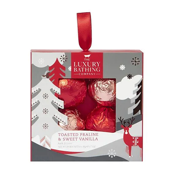 Grace Cole Christmas Candy & Vanilla Sparkling Bath Balls 4 x 50 g, Kosmetikset für Frauen