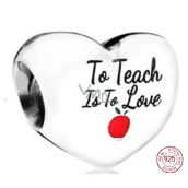 Sterling Silber 925 Teacher - Teach with Love, Herzperle am Liebesarmband