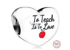Sterling Silber 925 Teacher - Teach with Love, Herzperle am Liebesarmband