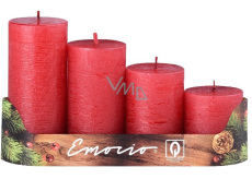 Emocio Advent rustikal Metall rot Kerze Zylinder 4 Stück
