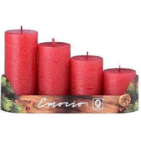 Emocio Advent rustikal Metall rot Kerze Zylinder 4 Stück