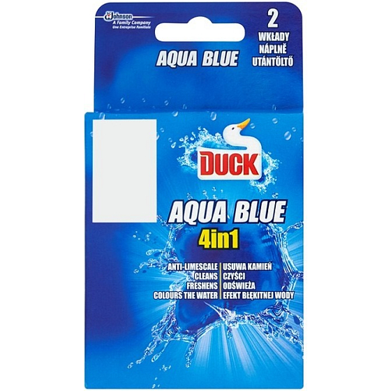 Duck Aqua Blue Blue Wassereffekt 4in1 Toilettenaufhänger Reiniger 2 x 40 g nachfüllen