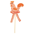 Hahn Stoff orange karierte Aussparung 7 cm + Spieße