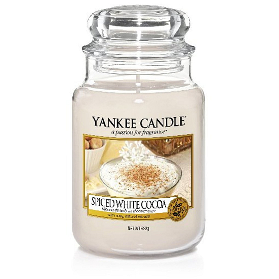 Yankee Candle Spice White Cocoa - Würzige weiße Kakaoduftkerze Klassisches großes Glas 623 g