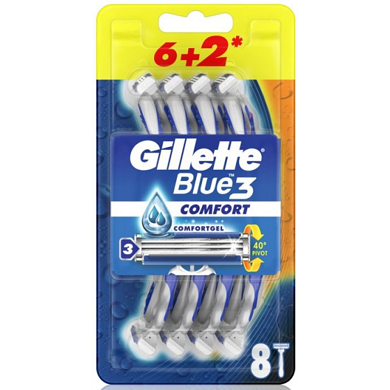 Gillette Blue 3 Comfort 3-Klingen-Rasierer für Männer 8 Stück
