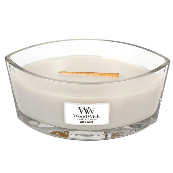 WoodWick Warm Wool - Warme Wollduftkerze mit Wood Wick und Deckel 453 g