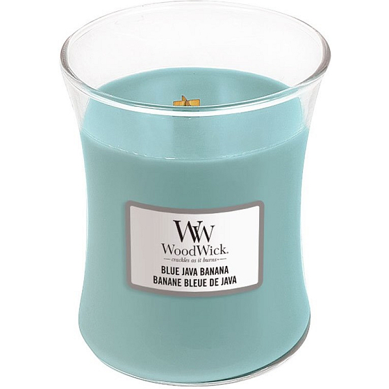 WoodWick Blue Java Banana - Hawaiianische Bananenduftkerze mit Holzdocht und Deckelglas Medium 275 g