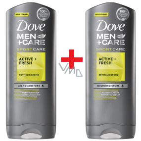 Dove Men + Care Active + Fresh Duschgel für Männer 2 x 400 ml, Duopack