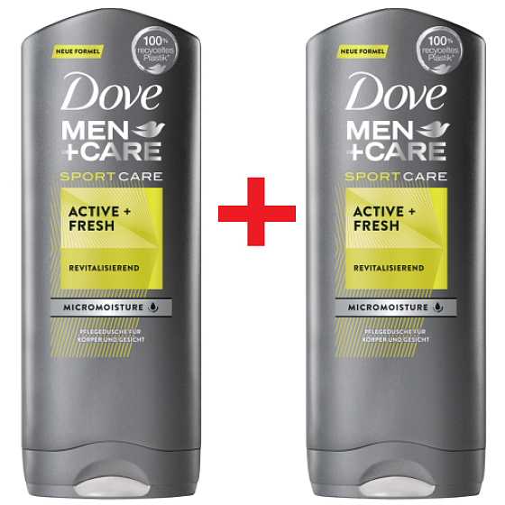 Dove Men + Care Active + Fresh Duschgel für Männer 2 x 400 ml, Duopack
