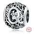 Sterling Silber 925 Magic Alphabet Buchstabe Q mit Blumen, Perle für Armband