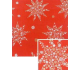 Nekupto Weihnachtsgeschenkpapier 70 x 200 cm Rot, Schneeflockensterne
