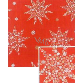 Nekupto Weihnachtsgeschenkpapier 70 x 200 cm Rot, Schneeflockensterne