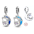 Charm Sterling Silber 925 Luminous - Familienwurzeln, zwei Schwestern und eine Mondsichel, die im Dunkeln leuchtet, wechselnde Farben, Familienarmband-Anhänger