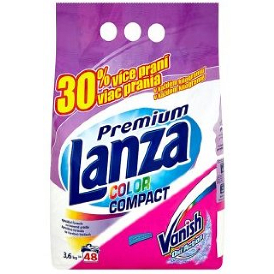 Lanza Compact Color Waschpulver für farbige Wäsche mit Vanish Oxi Action 48 Dosen von 3,6 kg