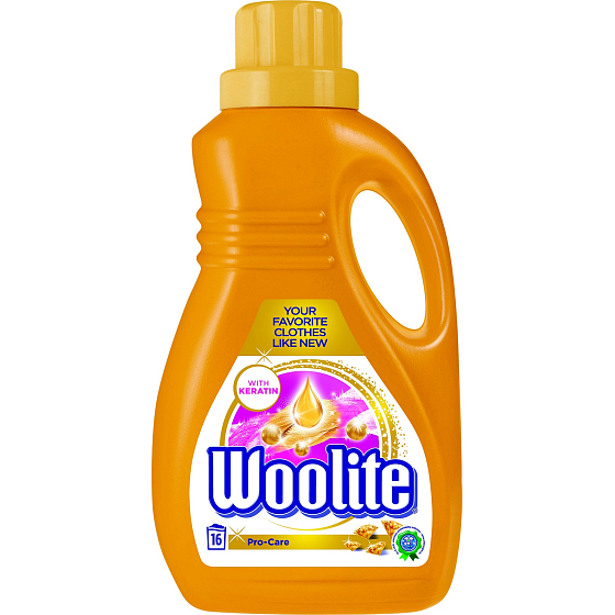 Woolite Pro-Care Waschgel macht die Fasern in 16 Dosen von 1 l weich und schützt sie