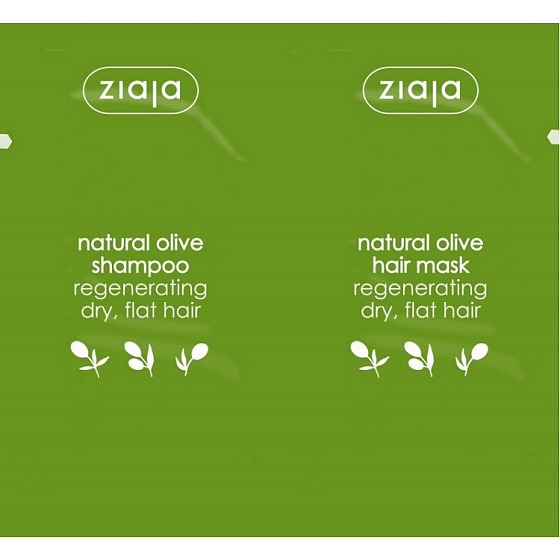 Ziaja Oliva nährendes Shampoo zur Haarregeneration 7 ml + regenerierende Haarmaske 7 ml, Beutel