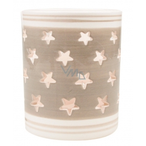 Kerzenhalter Keramik grau-weiße Sterne 9 cm