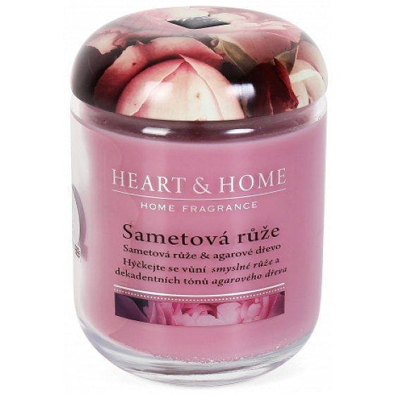 Heart & Home Samtige Rose Sojawachskerze mittel brennt bis zu 30 Stunden 115 g