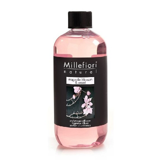 Millefiori Milano Natürliche Magnolienblüte & Holz - Magnolienblüten und Holzdiffusor-Nachfüllung für Räucherstängel 250 ml
