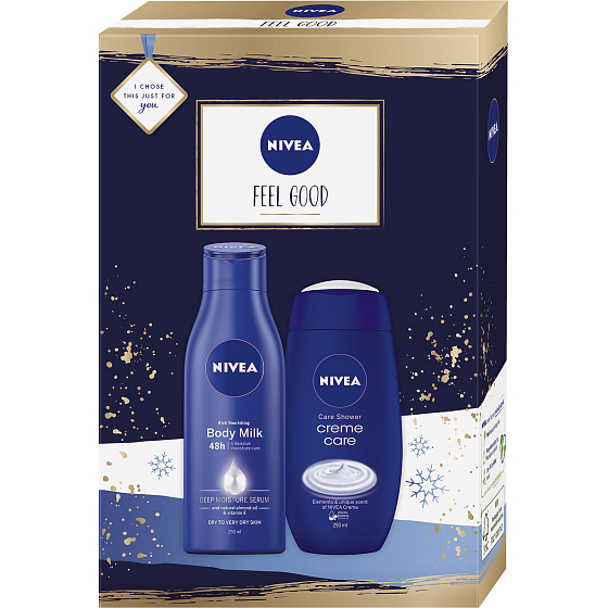 Nivea Feel Good pflegende Körperlotion 250 ml + Duschgel 250 ml, Kosmetikset für Frauen
