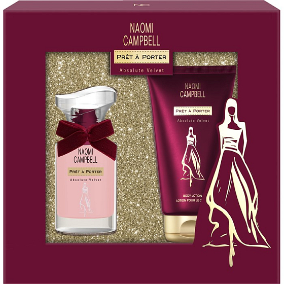 Naomi Campbell Prét und Porter Absolute Velvet Eau de Toilette für Frauen 15 ml + Körperlotion 50 ml, Geschenkset