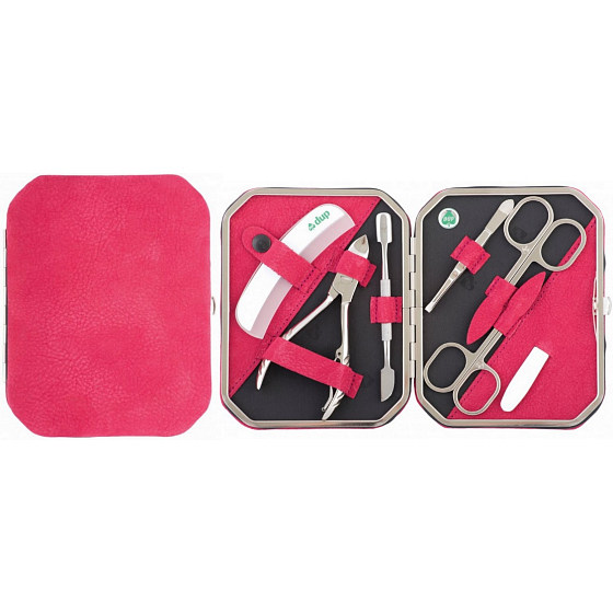 Dup Manicure Eleonora Leder 6-teiliges Set Himbeere mit Wildlederoptik 230401-599